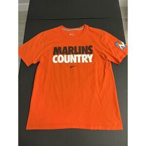 Nike Miami Marlins Large Adult Shirt Short Sleeve Orange MLB Baseball Mens